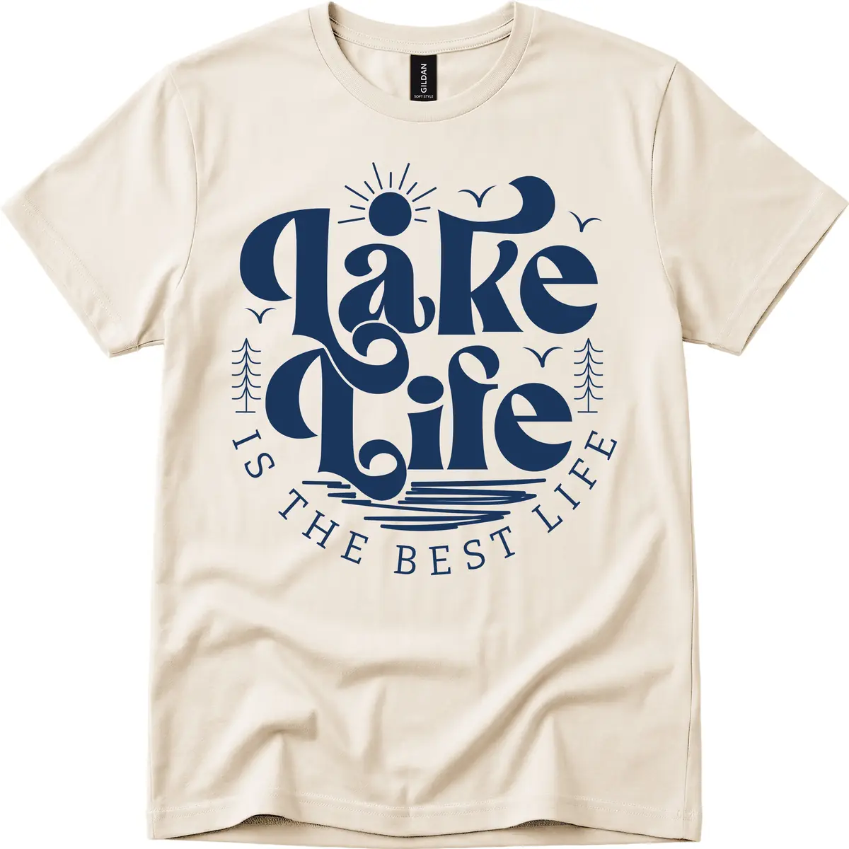 Lake Life Is The Best Life Typography T-Shirt in Natural