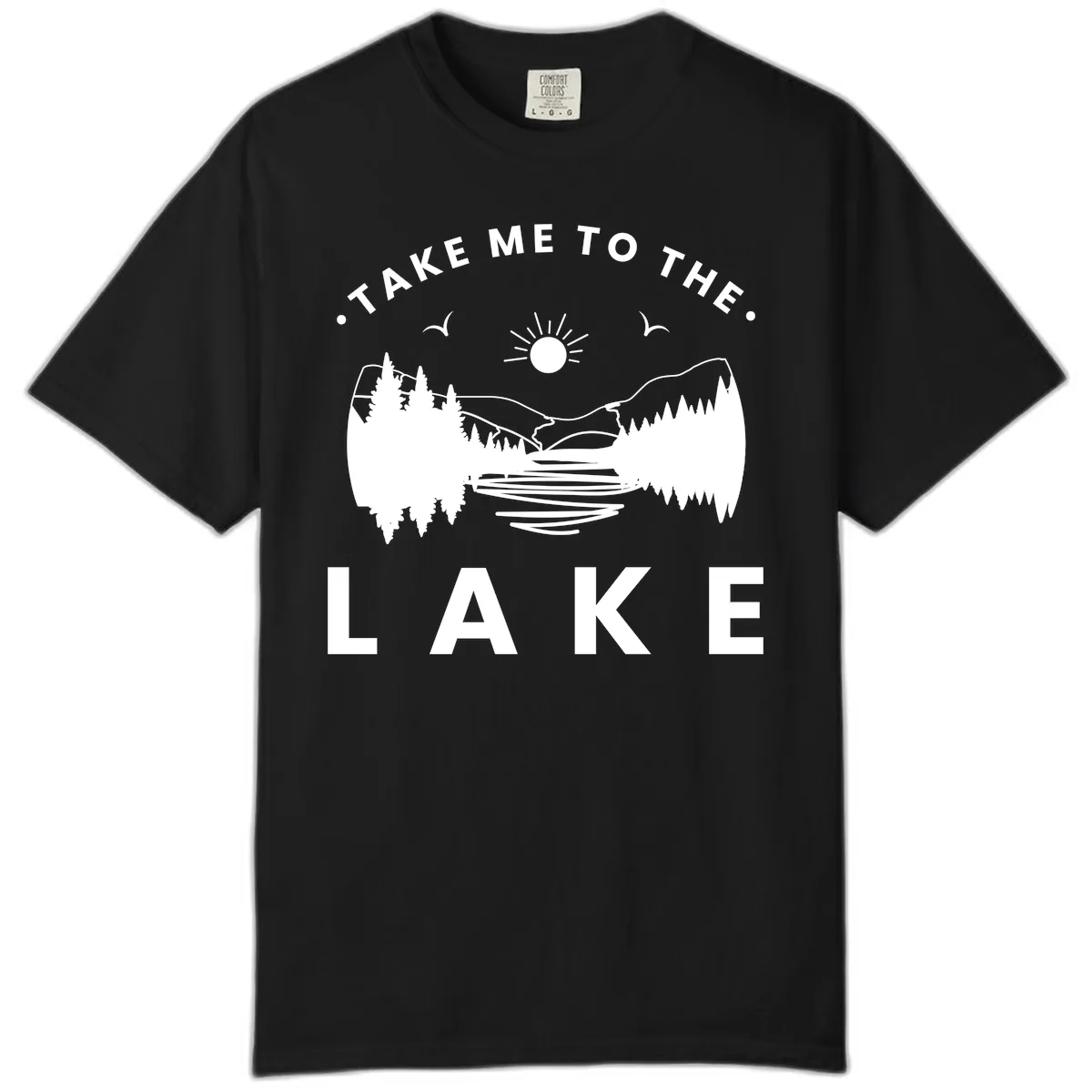 Take Me To The Lake Mountains Comfort Color in Black