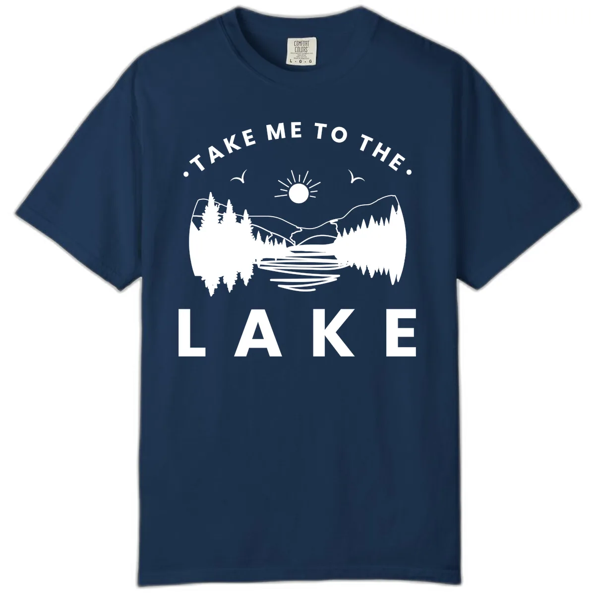 Take Me To The Lake Mountains Comfort Color in Navy