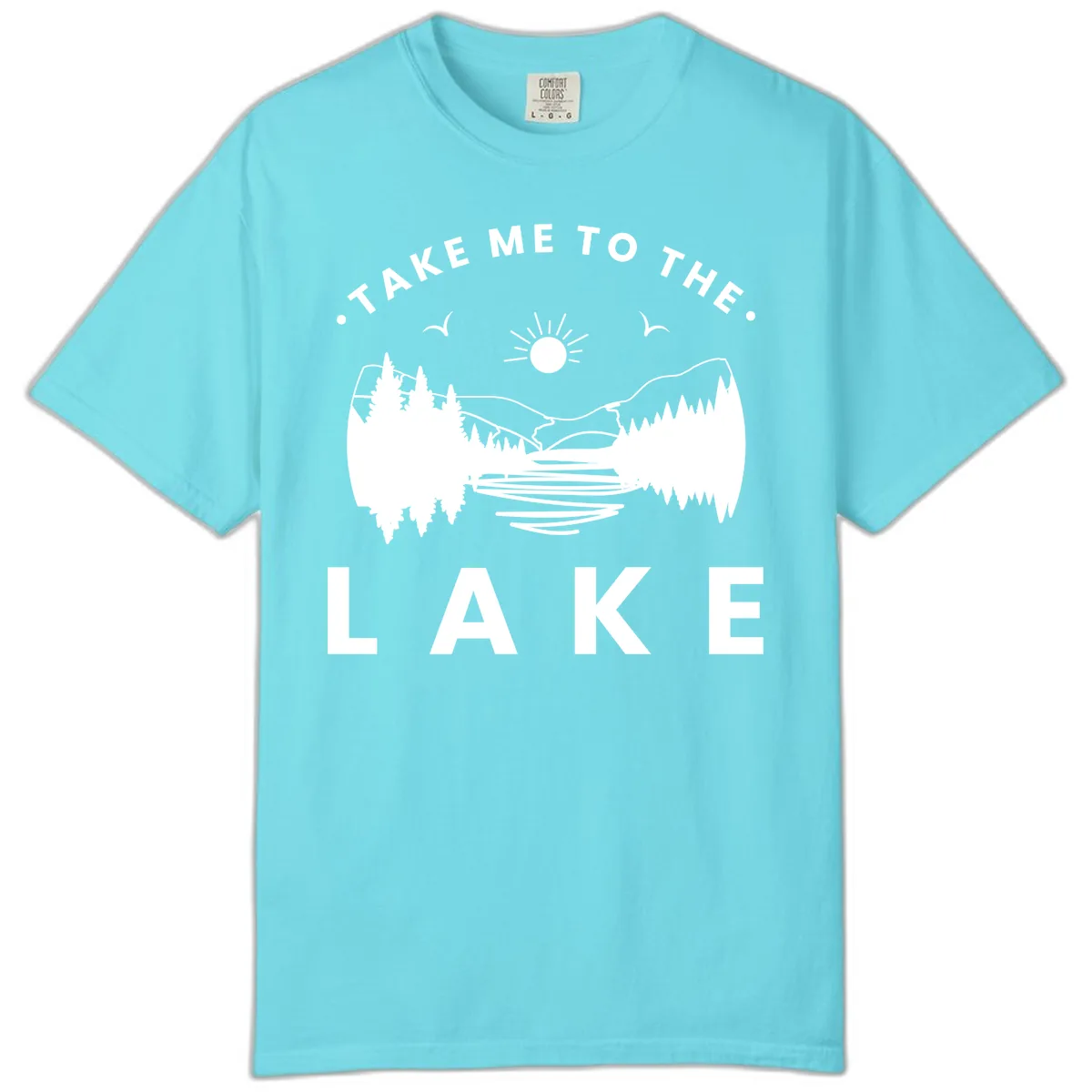 Take Me To The Lake Mountains Comfort Color in Lagoon Blue