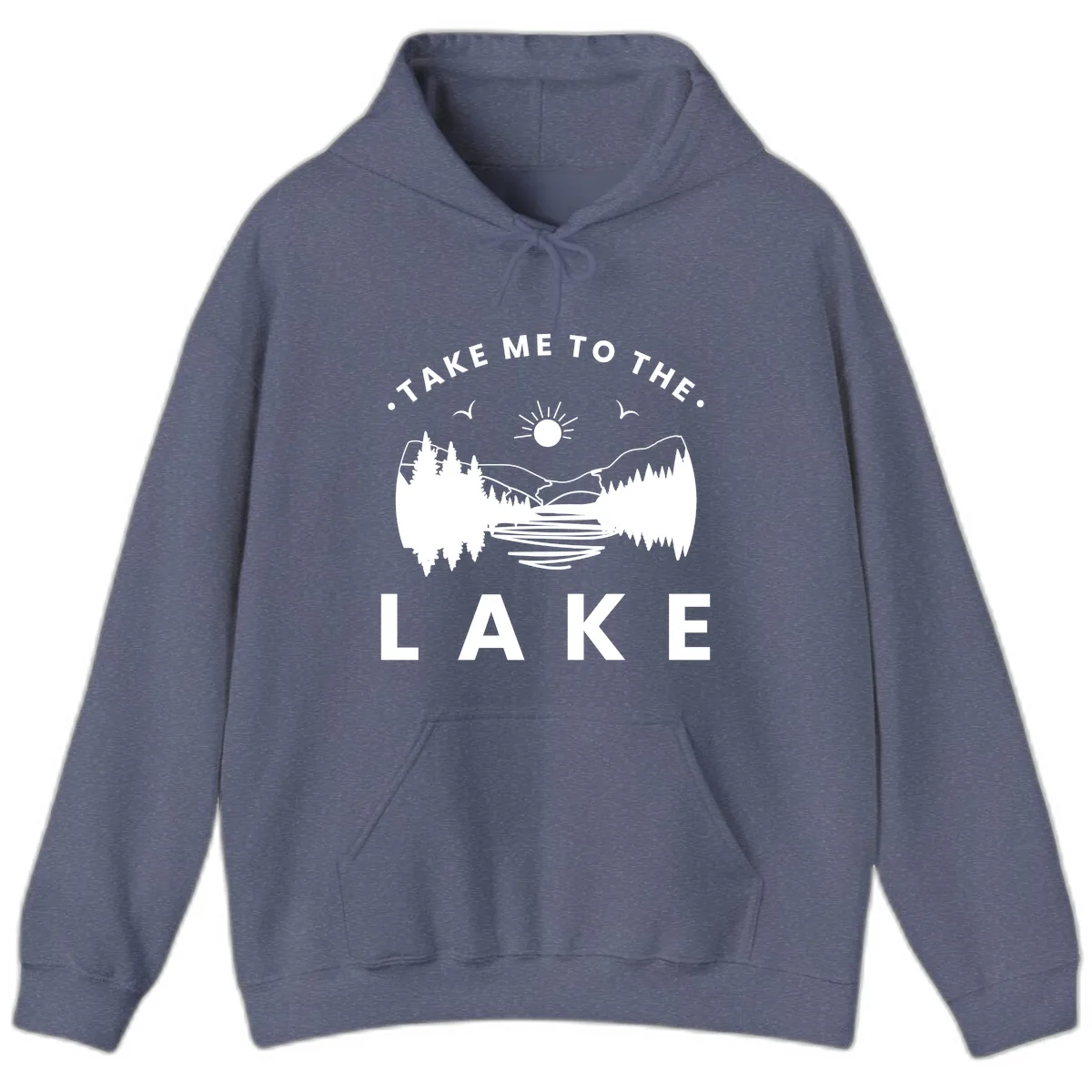 Take Me To The Lake Mountains Hoodie in Heather Navy