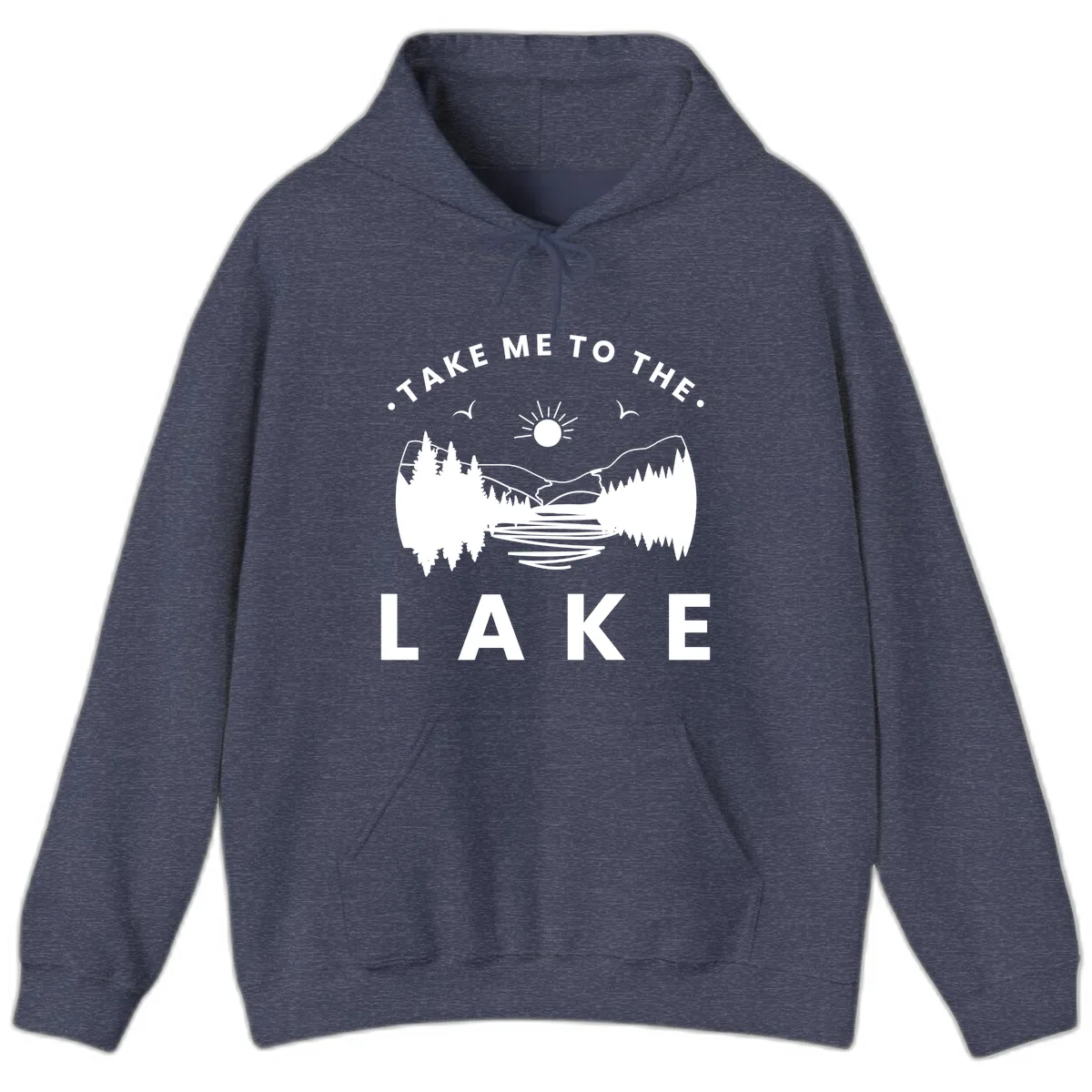 Take Me To The Lake Mountains Hoodie in Heather Sport Dark Navy