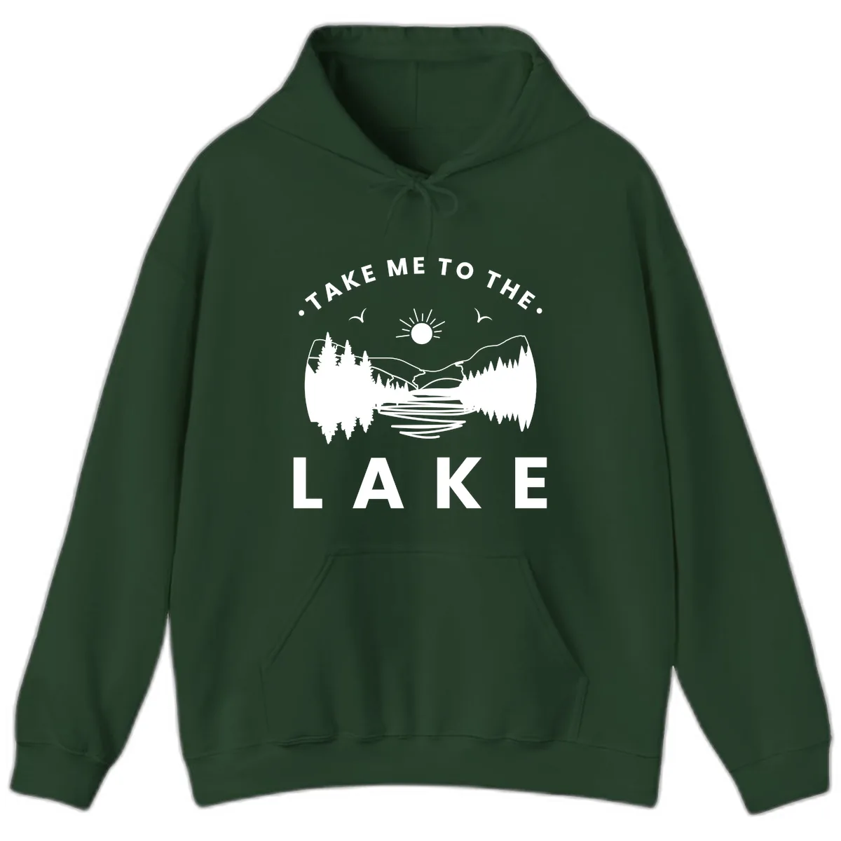 Take Me To The Lake Mountains Hoodie in Forest Green