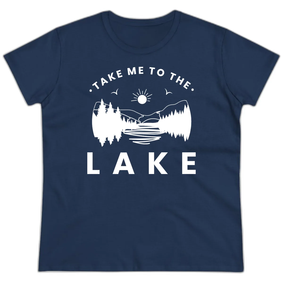 Take Me To The Lake Mountains Ladies Tee in Navy