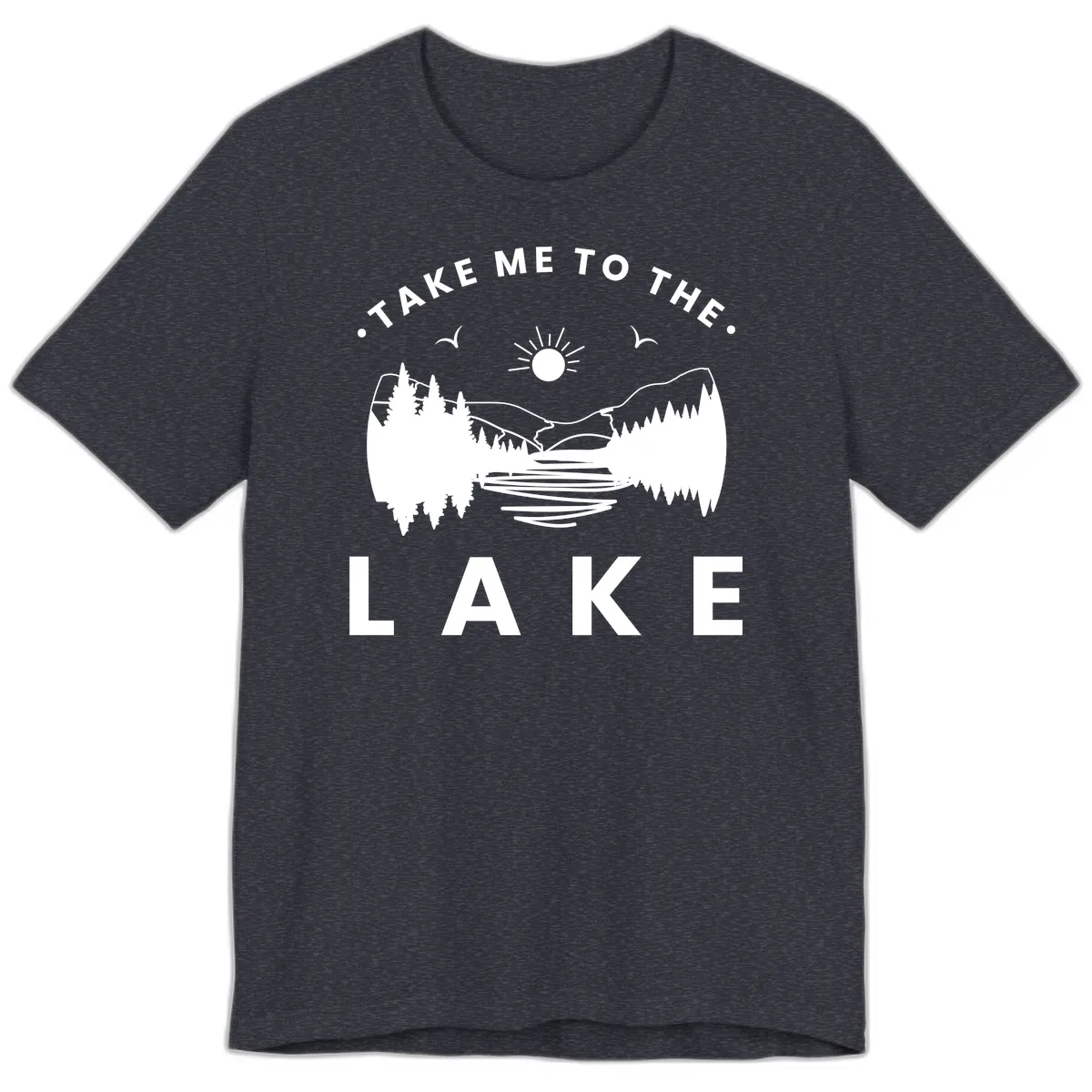 Take Me To The Lake Mountains Premium T-Shirt in Heather Navy