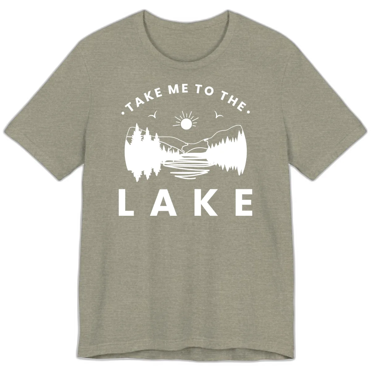 Take Me To The Lake Mountains Premium T-Shirt in Heather Stone