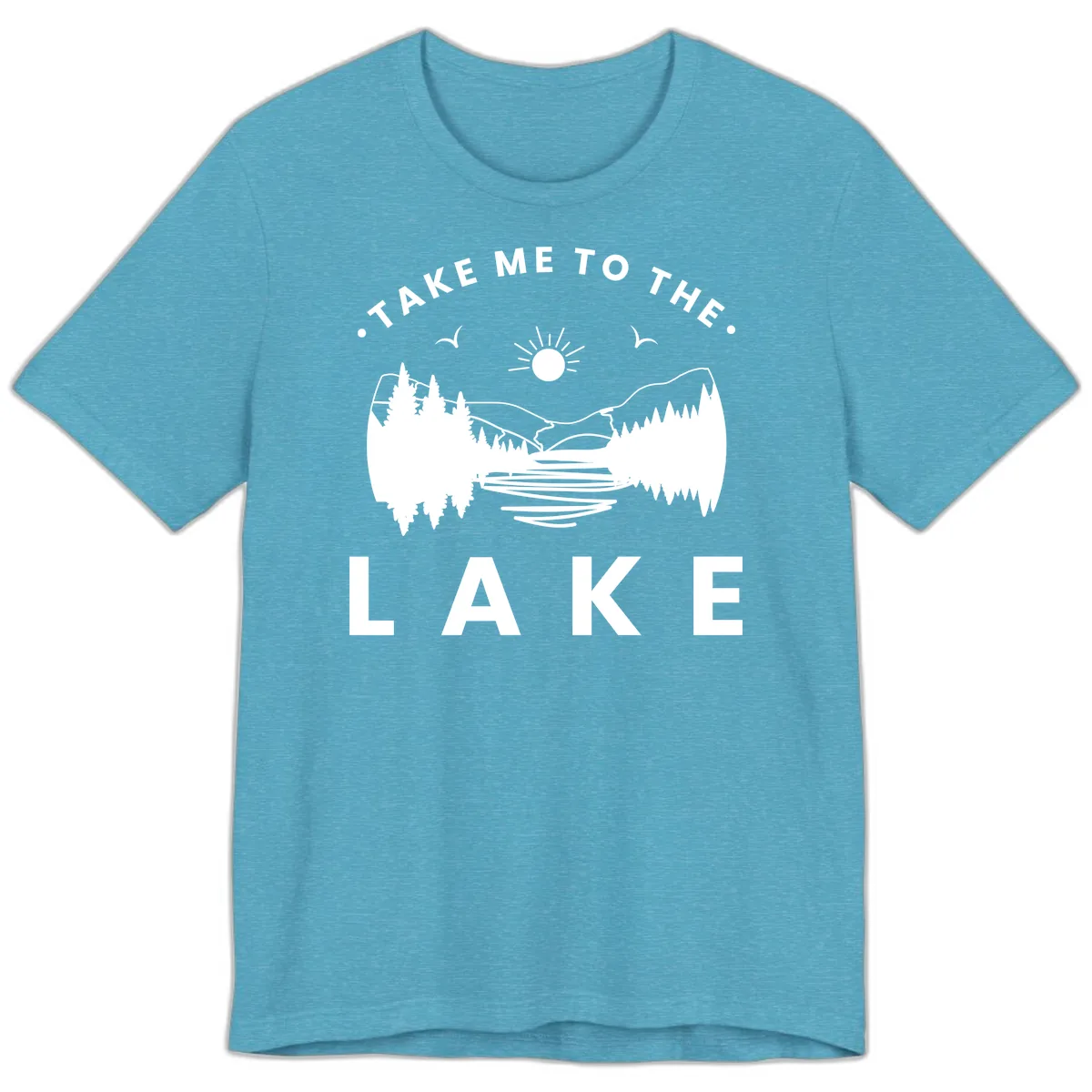 Take Me To The Lake Mountains Premium T-Shirt in Heather Aqua