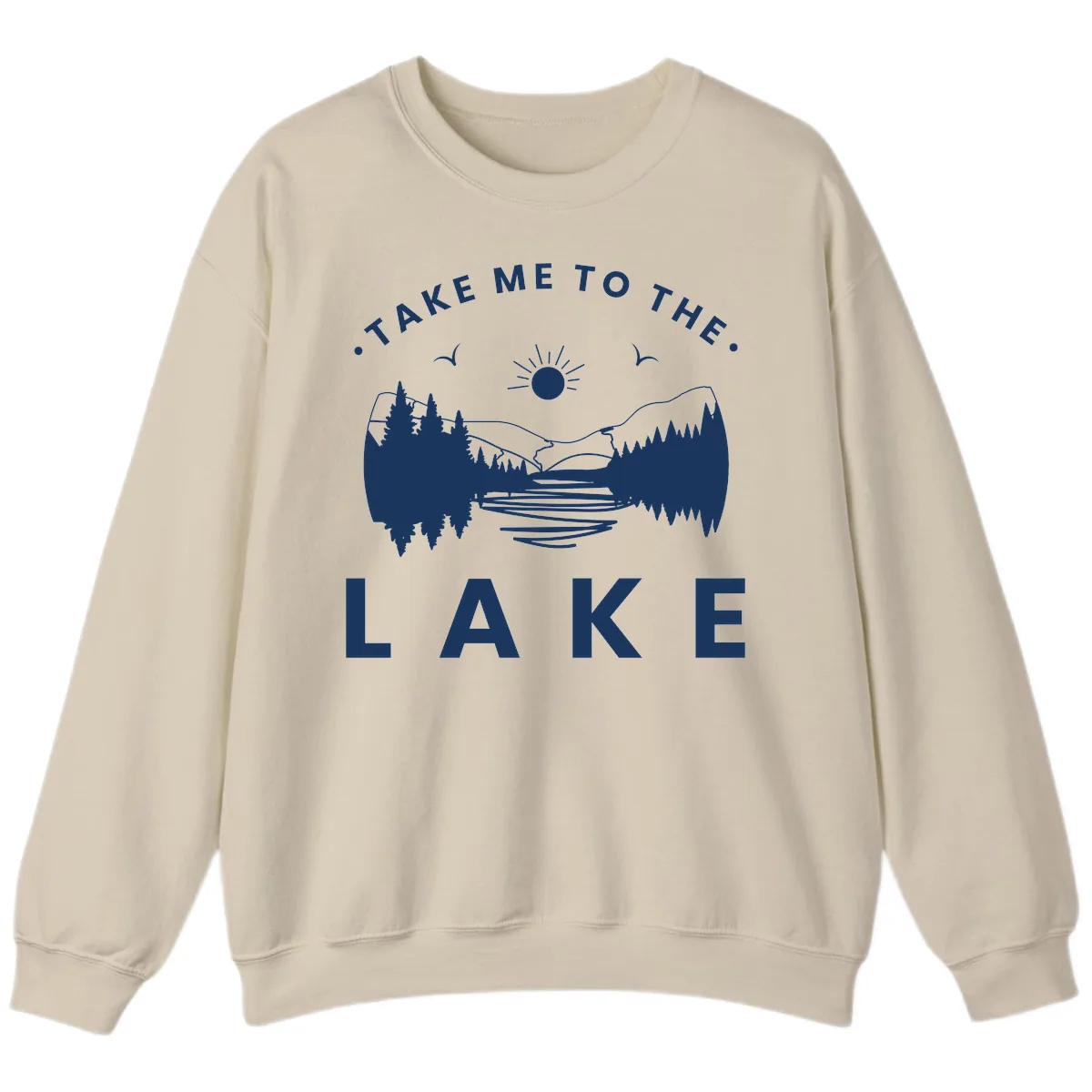 Take Me To The Lake Mountains Sweatshirt in Sand
