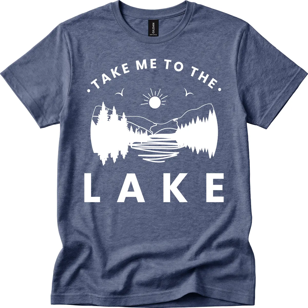 Take Me To The Lake Mountains T-Shirt in Heather Navy