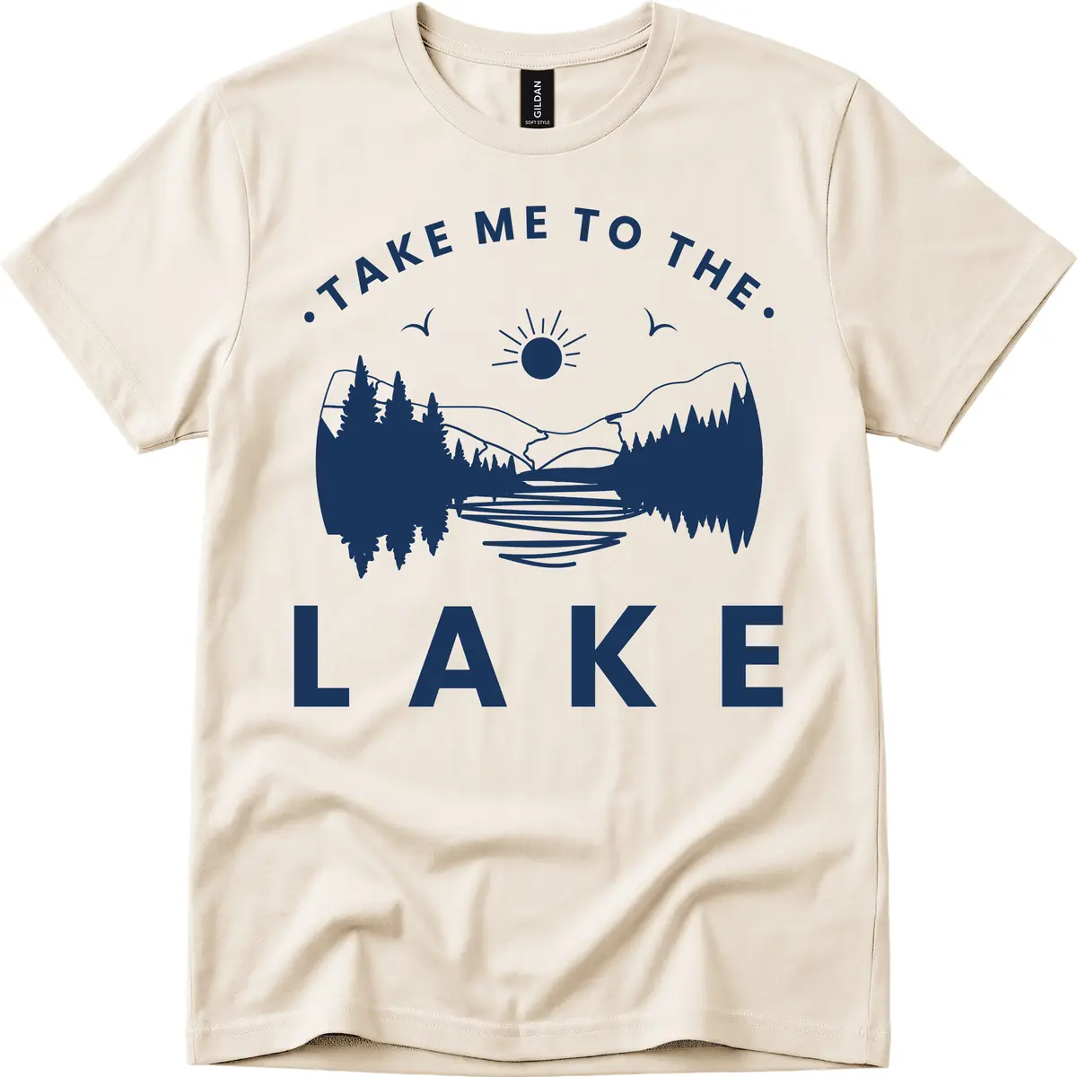 Take Me To The Lake Mountains T-Shirt in Natural