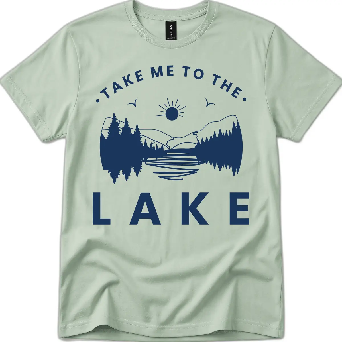 Take Me To The Lake Mountains T-Shirt in Sage