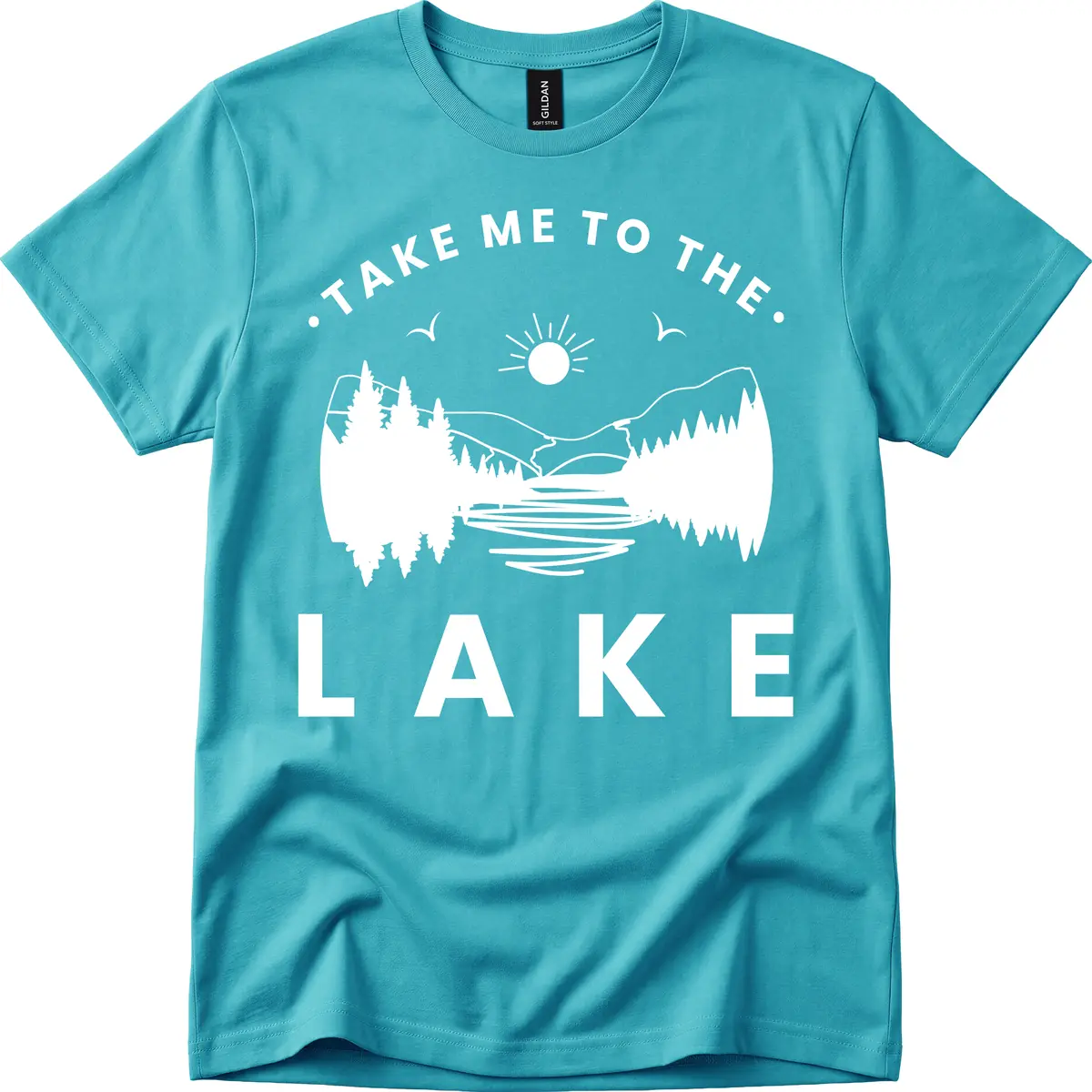 Take Me To The Lake Mountains T-Shirt in Tropical Blue