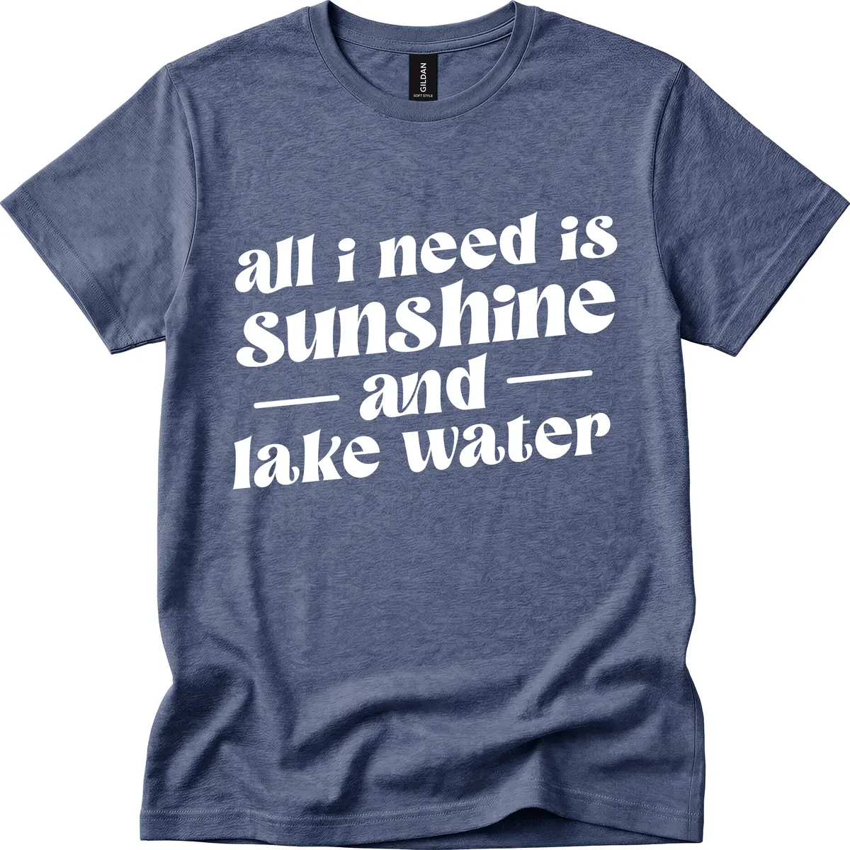 All I Need Is Sunshine And Lake Water T-Shirt in Heather Navy