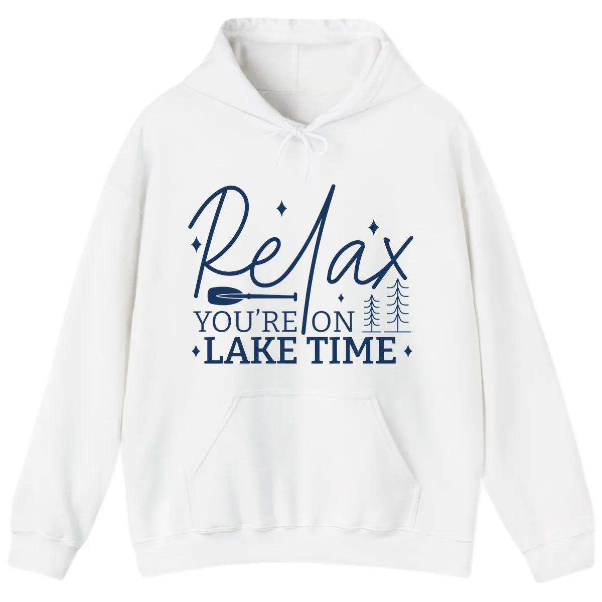 Relax You're On Lake Time Design Hoodie in White