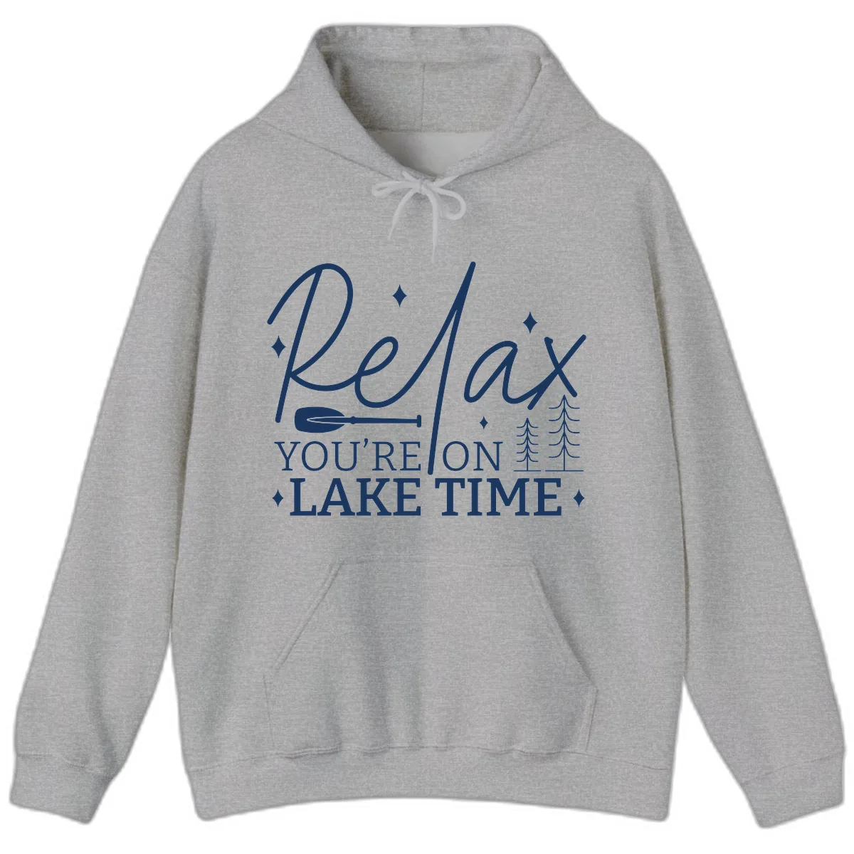 Relax You're On Lake Time Design Hoodie in Sport Grey