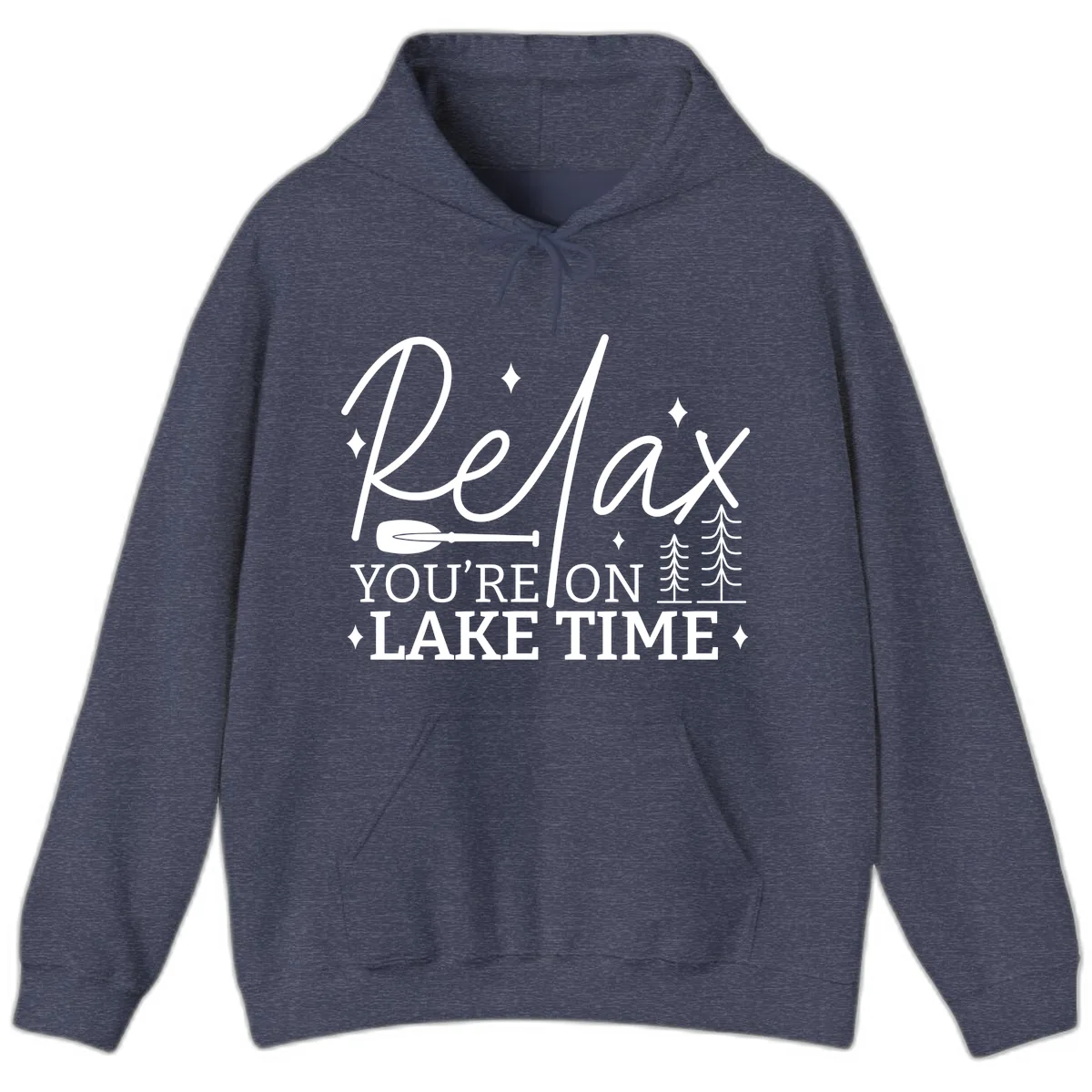 Relax You're On Lake Time Design Hoodie in Heather Sport Dark Navy