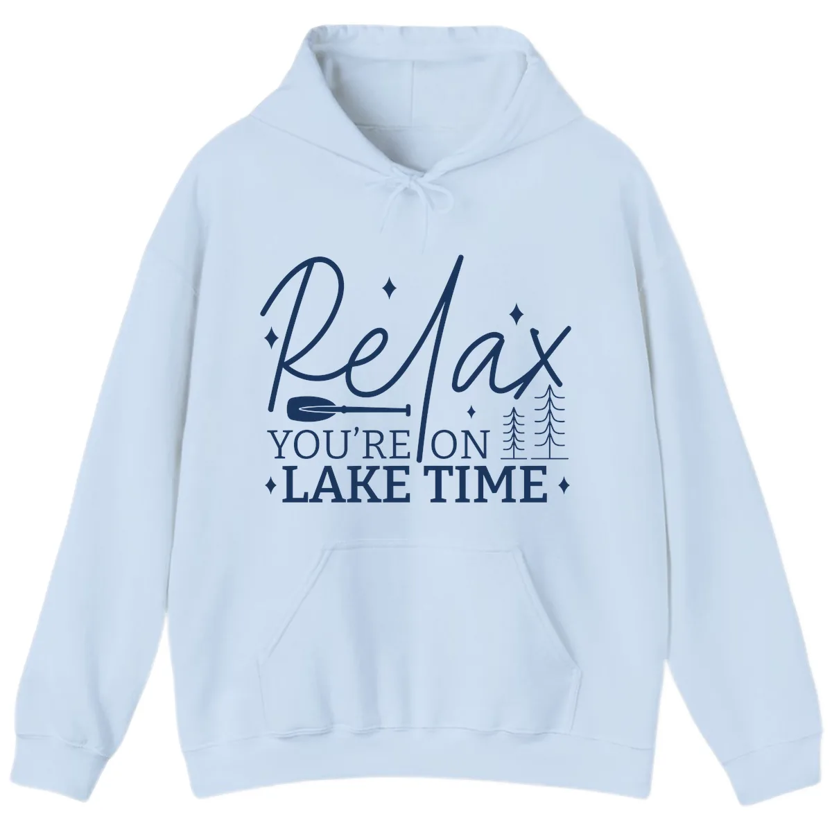 Relax You're On Lake Time Design Hoodie in Light Blue