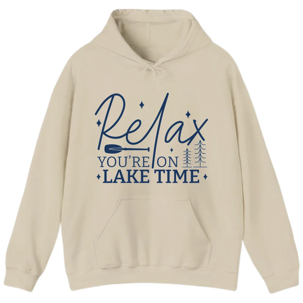 Relax You're On Lake Time Design Hoodie in Sand