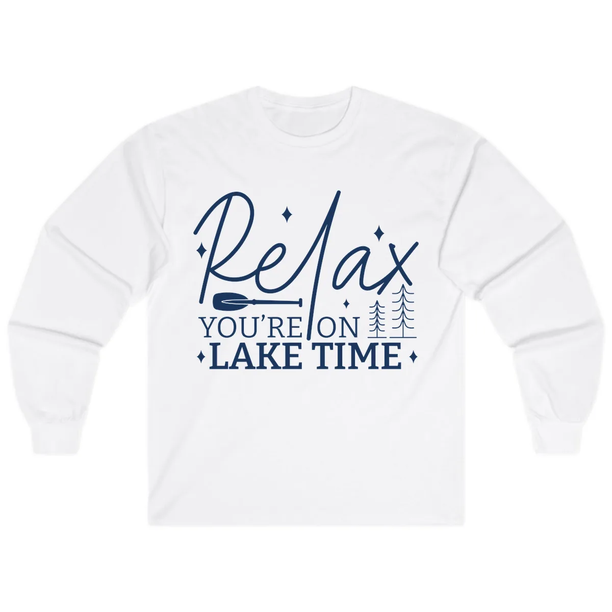 Relax You're On Lake Time Design Long Sleeve in White