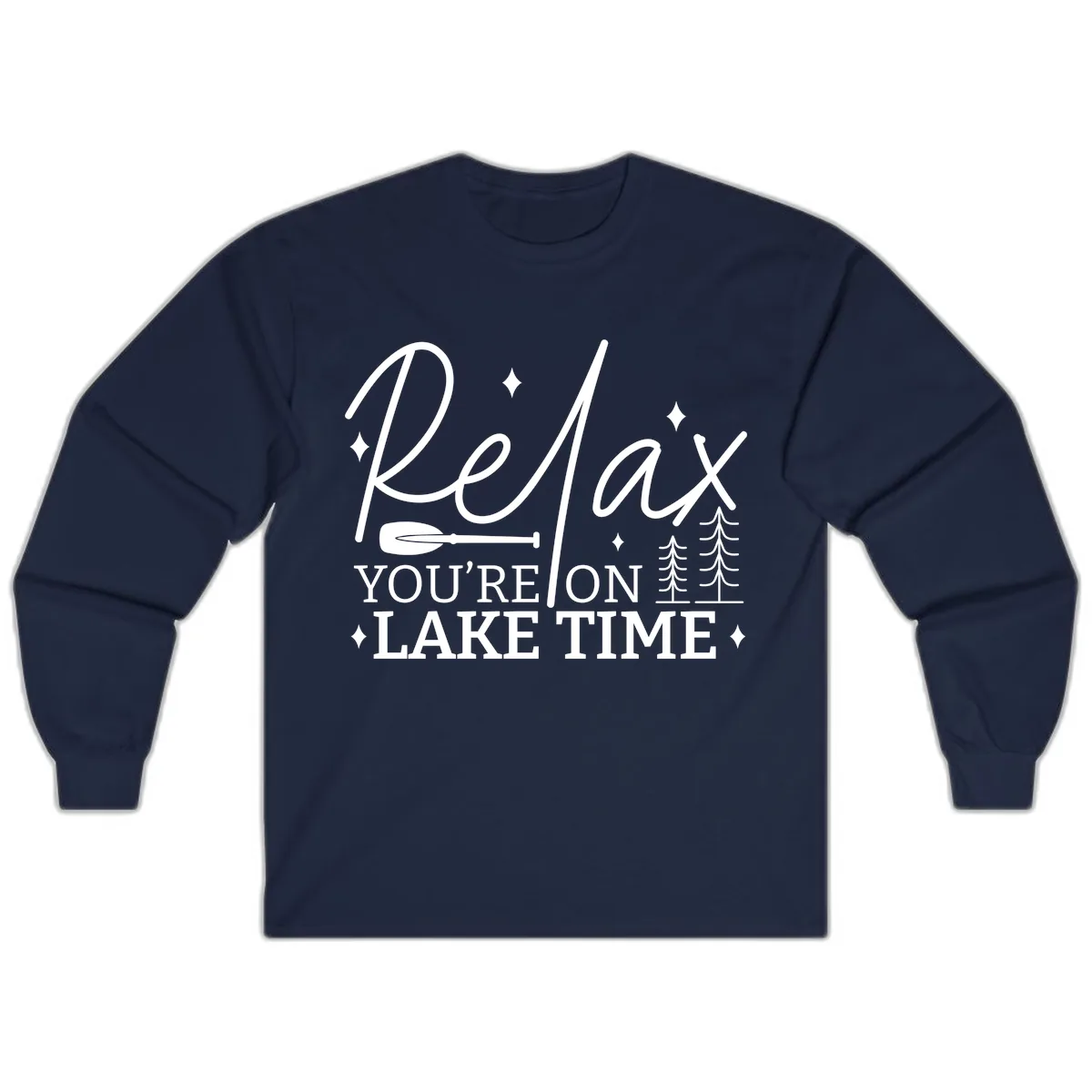 Relax You're On Lake Time Design Long Sleeve in Navy