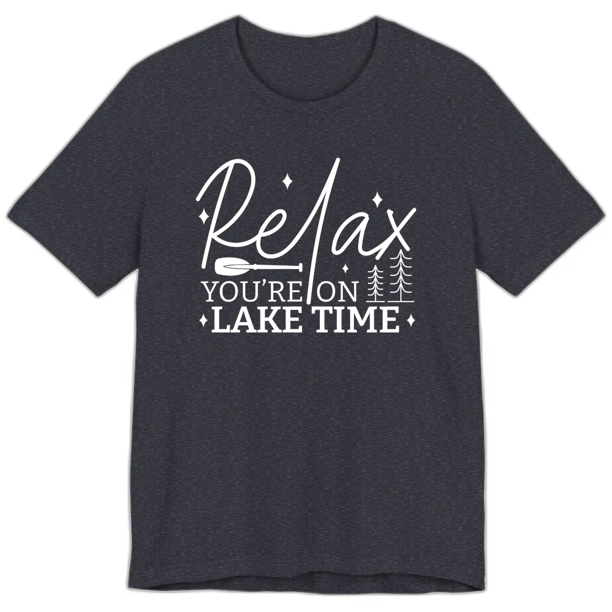 Relax You're On Lake Time Design Premium T-Shirt in Heather Navy