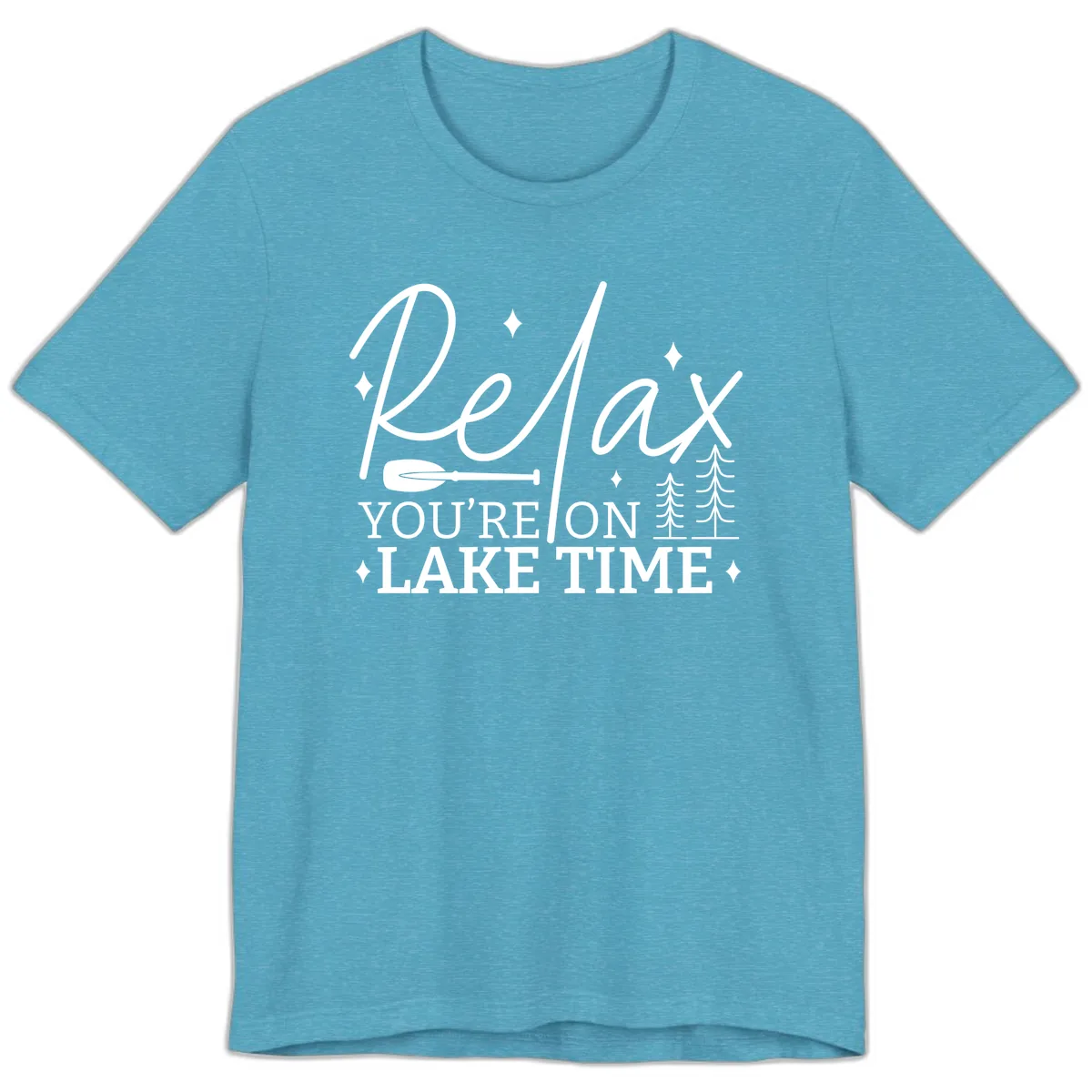 Relax You're On Lake Time Design Premium T-Shirt in Heather Aqua