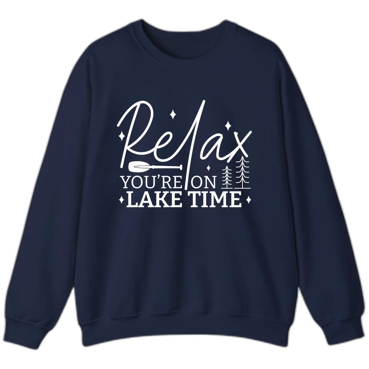 Relax You're On Lake Time Design Sweatshirt in Navy