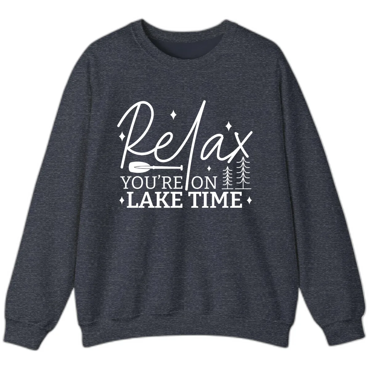 Relax You're On Lake Time Design Sweatshirt in Heather Sport Dark Navy