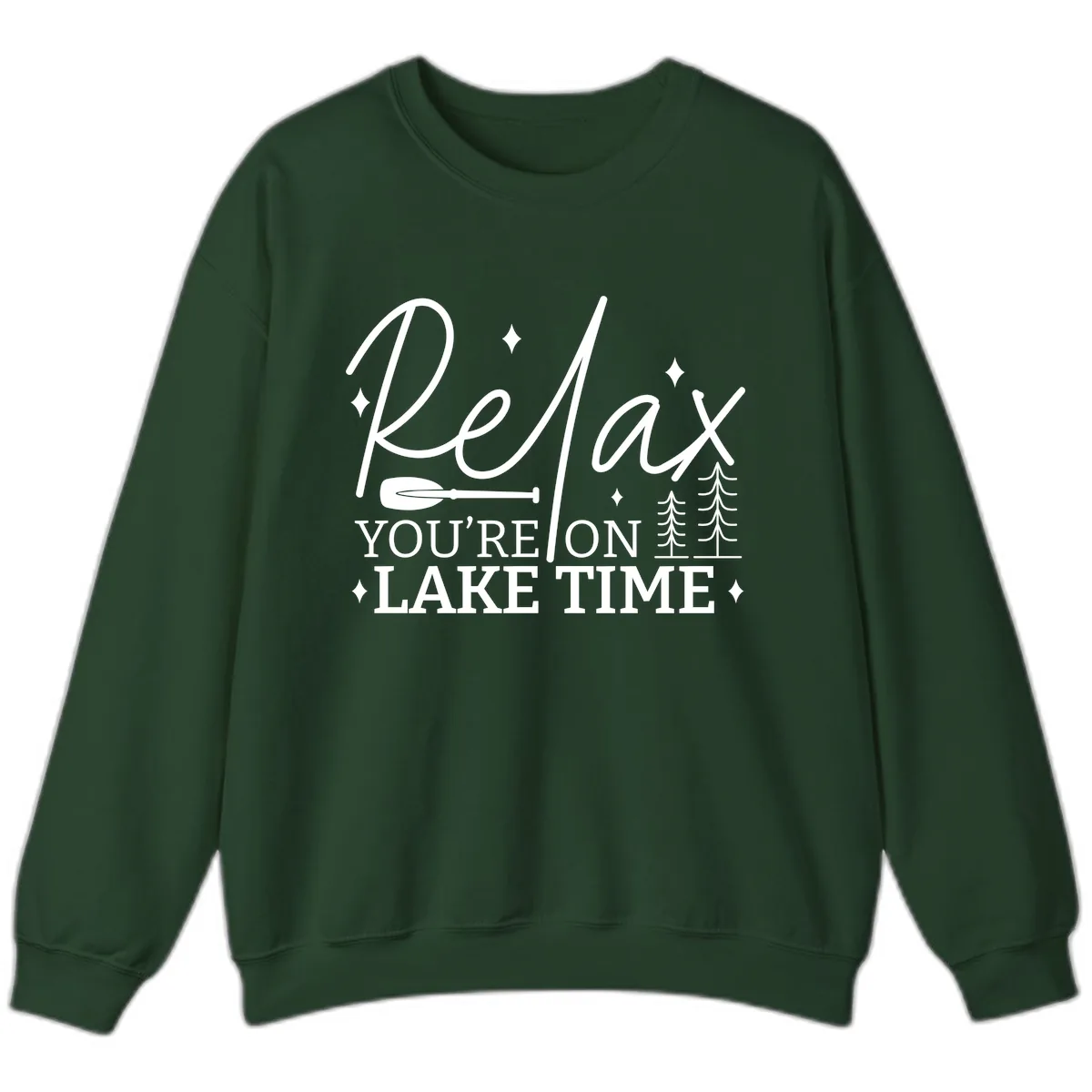 Relax You're On Lake Time Design Sweatshirt in Forest Green