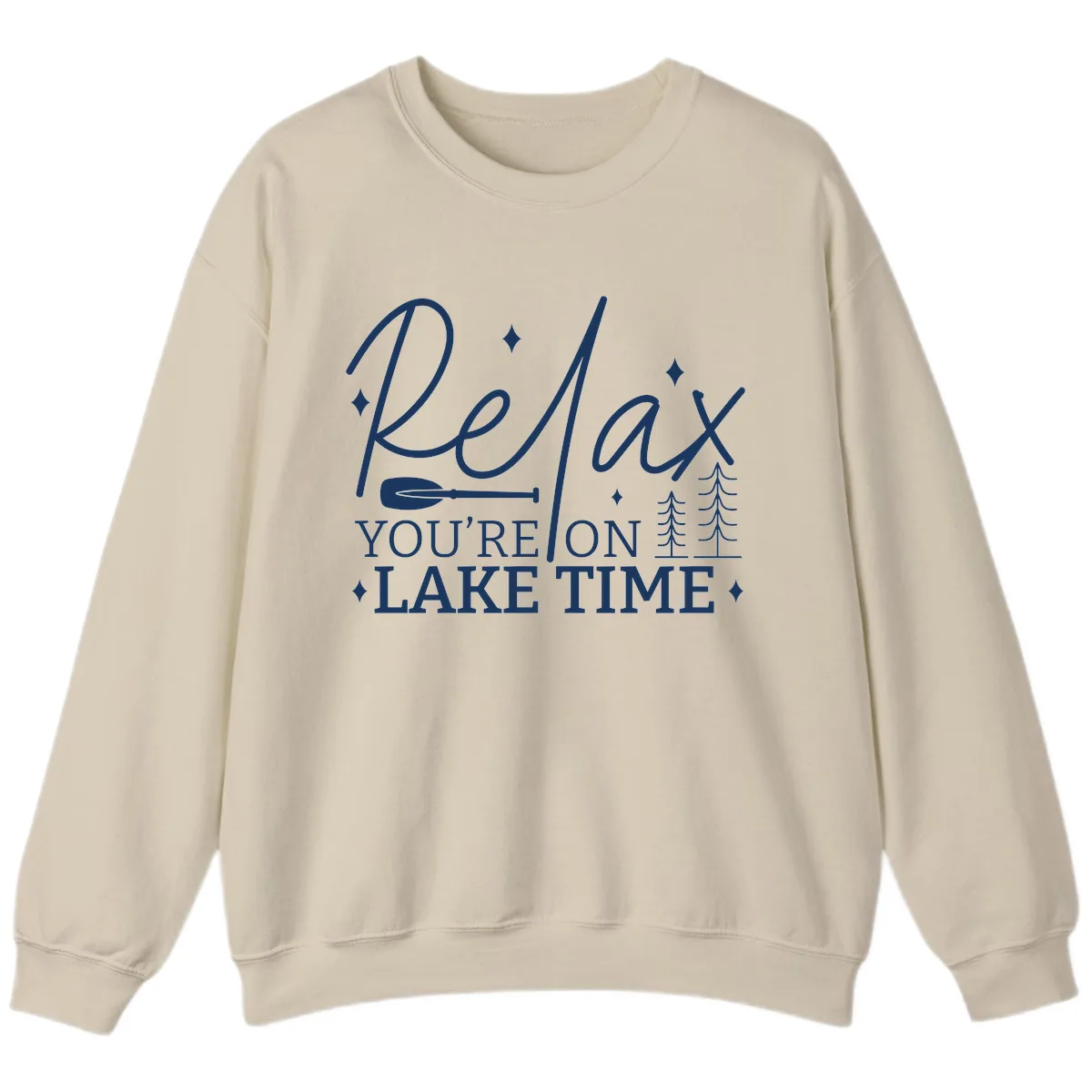 Relax You're On Lake Time Design Sweatshirt in Sand
