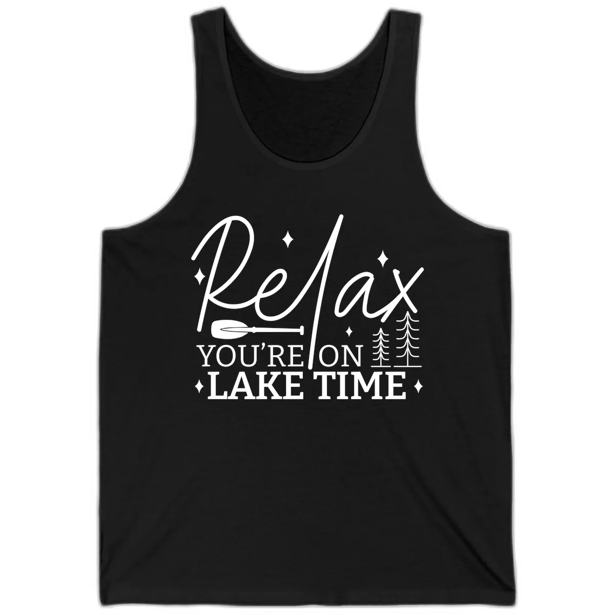 Relax You're On Lake Time Design Tank in Black