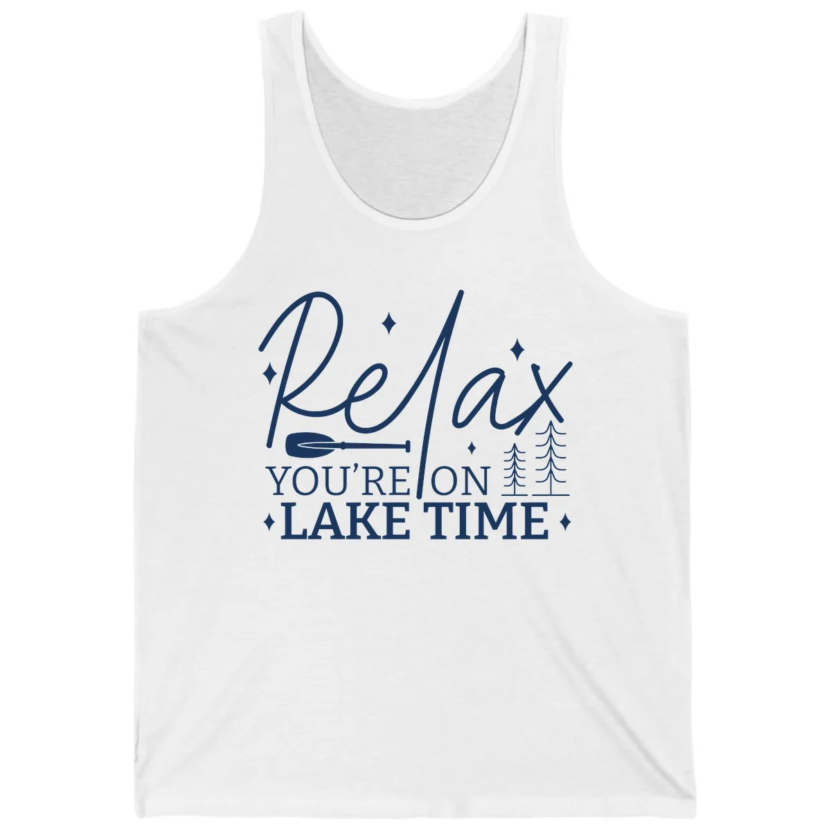Relax You're On Lake Time Design Tank in White