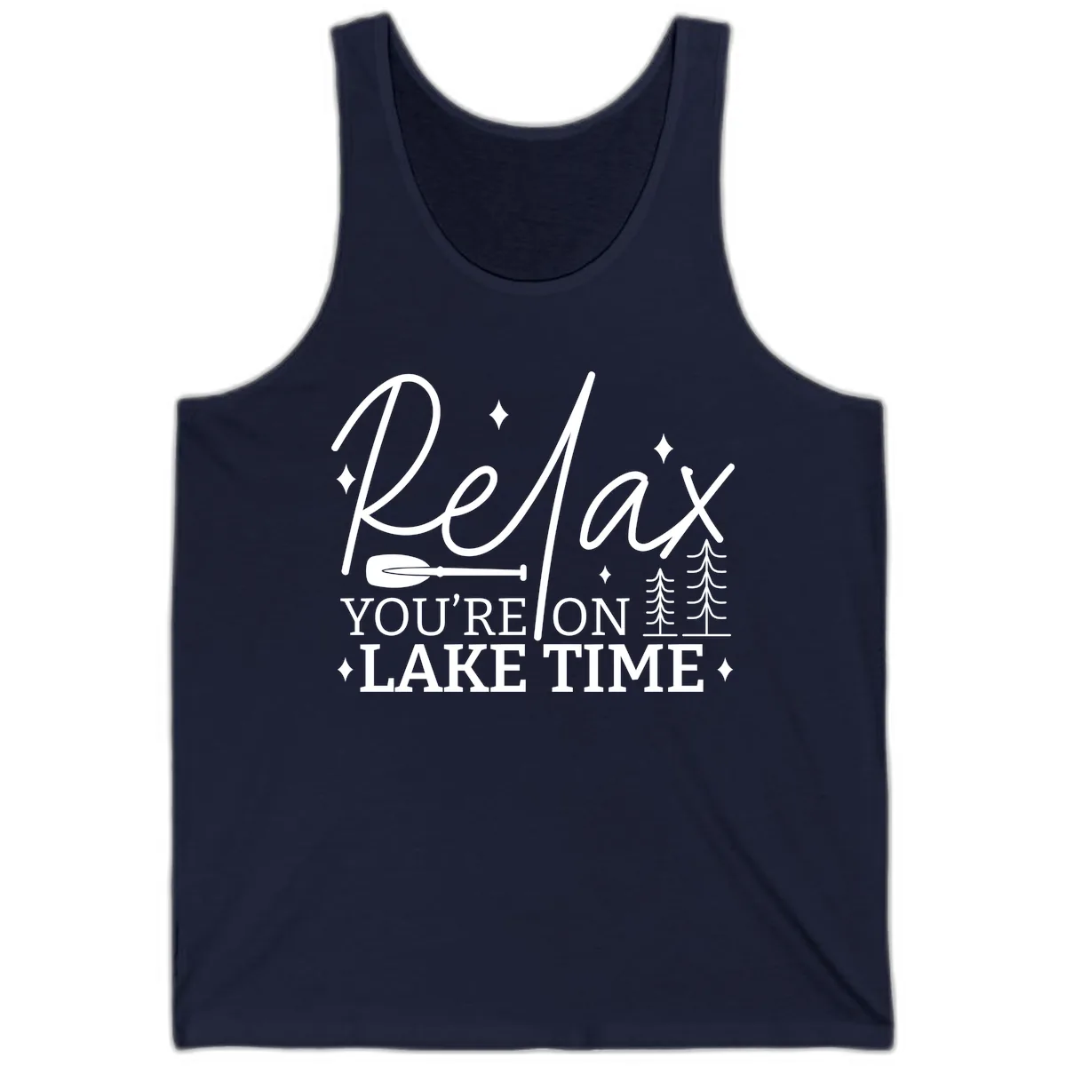 Relax You're On Lake Time Design Tank in Navy