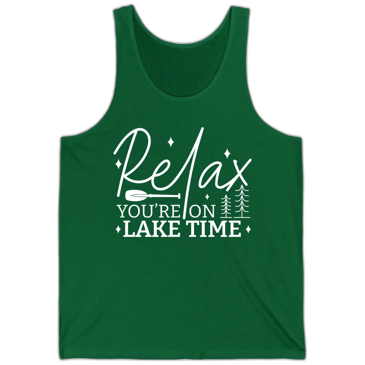 Relax You're On Lake Time Design Tank in Kelly