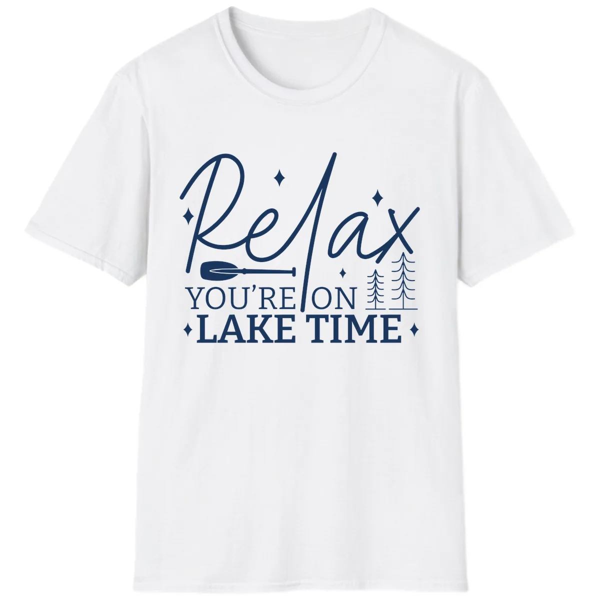 Relax You're On Lake Time Design T-Shirt in White