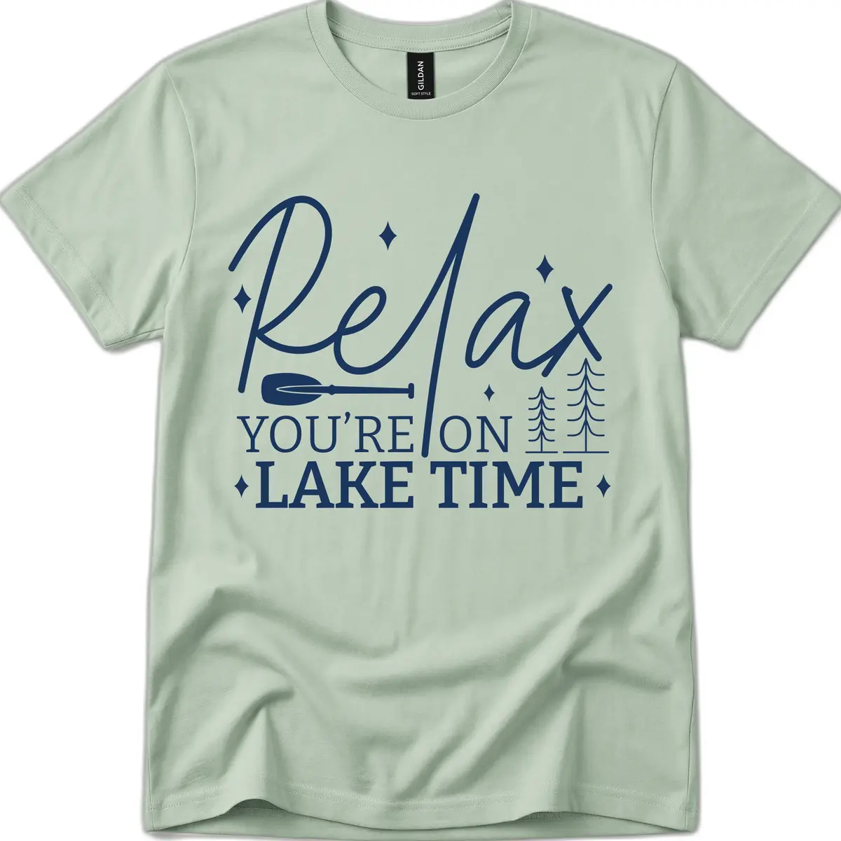 Relax You're On Lake Time Design T-Shirt in Sage