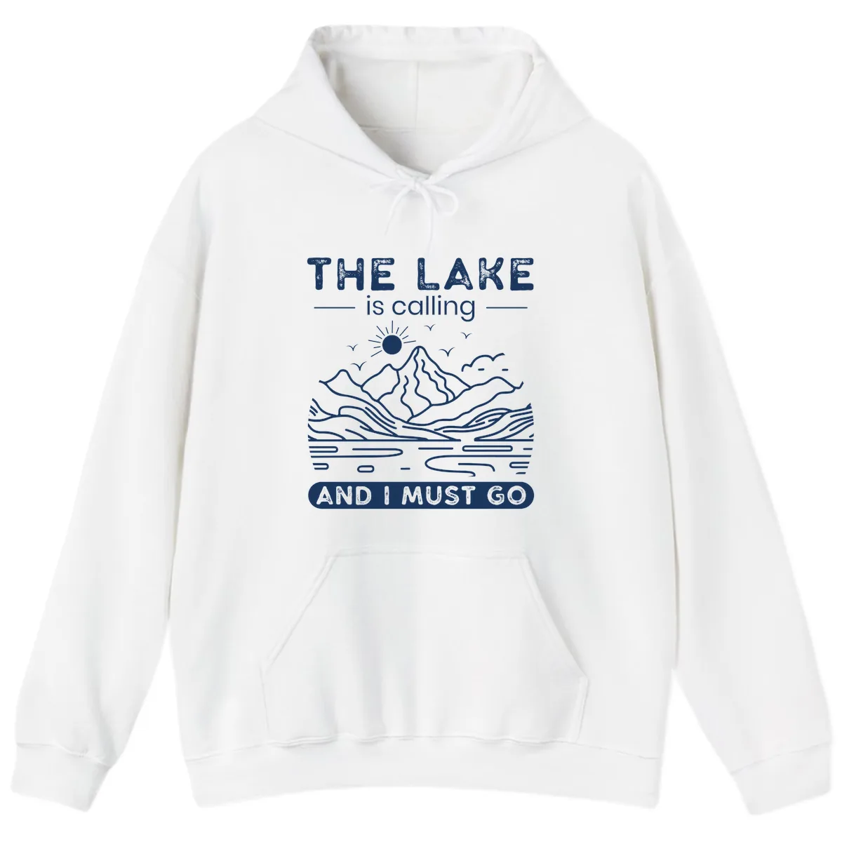 The Lake is Calling And I Must Go Design Hoodie in White