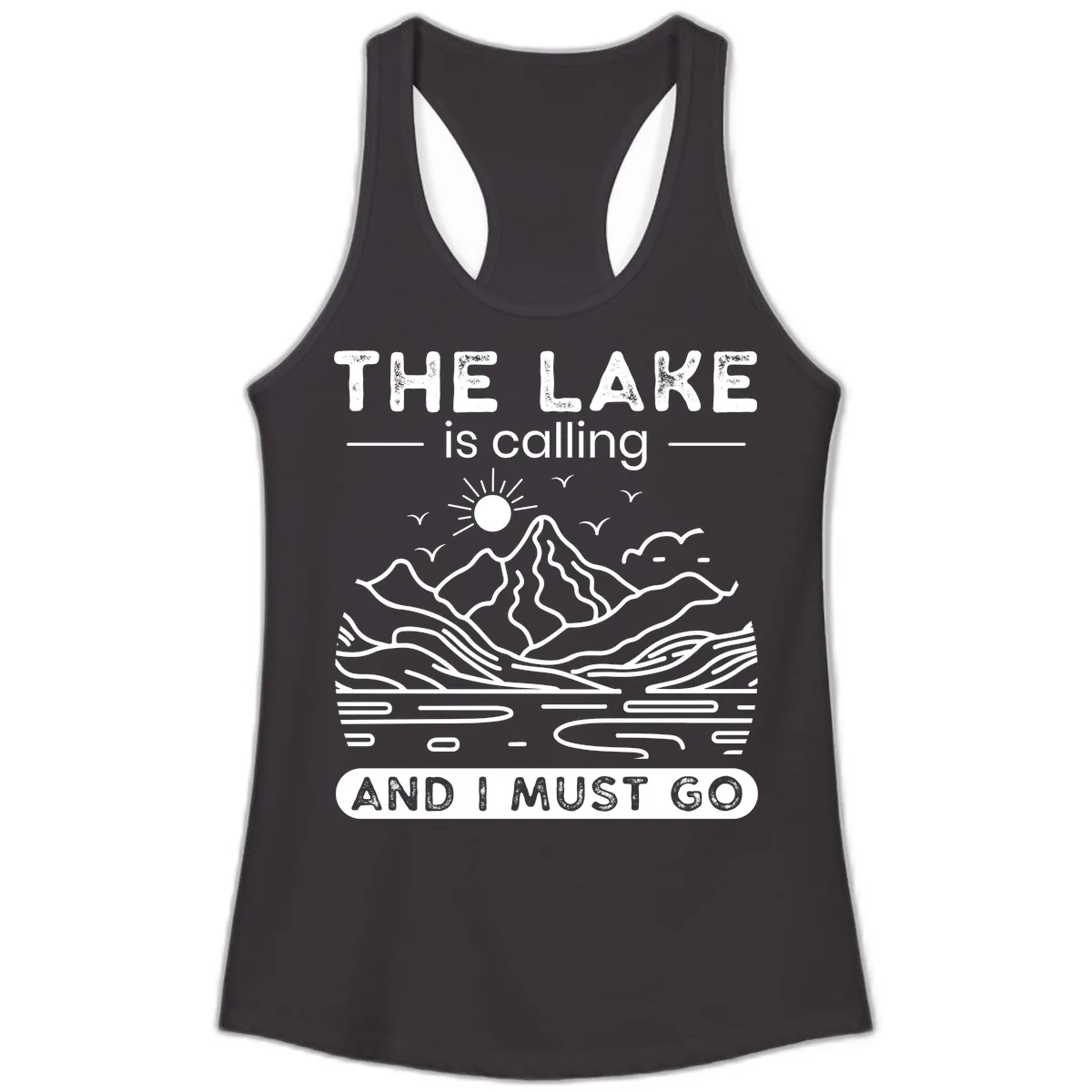 The Lake is Calling And I Must Go Design Ladies Tank in Black