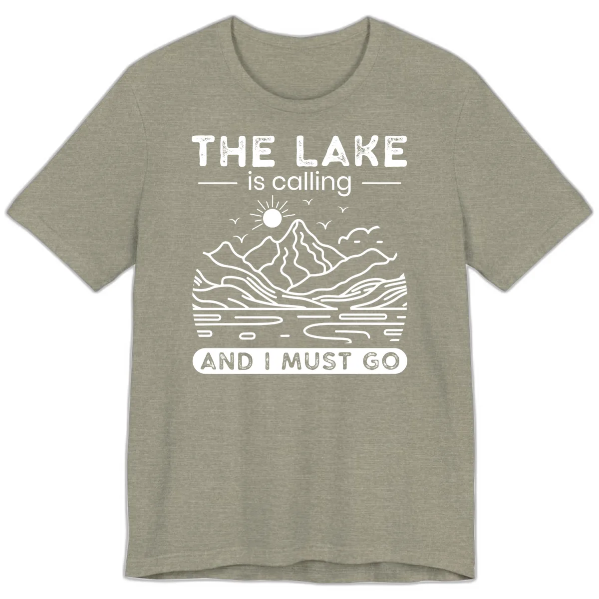 The Lake is Calling And I Must Go Design Premium T-Shirt in Heather Stone