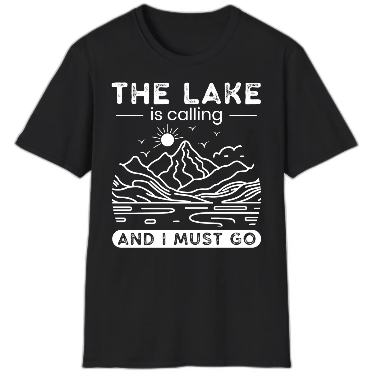 The Lake is Calling And I Must Go Design T-Shirt in Black