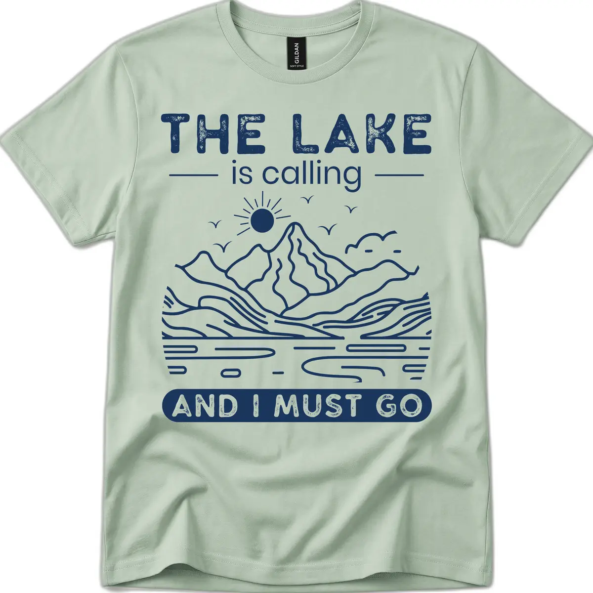 The Lake is Calling And I Must Go Design T-Shirt in Sage