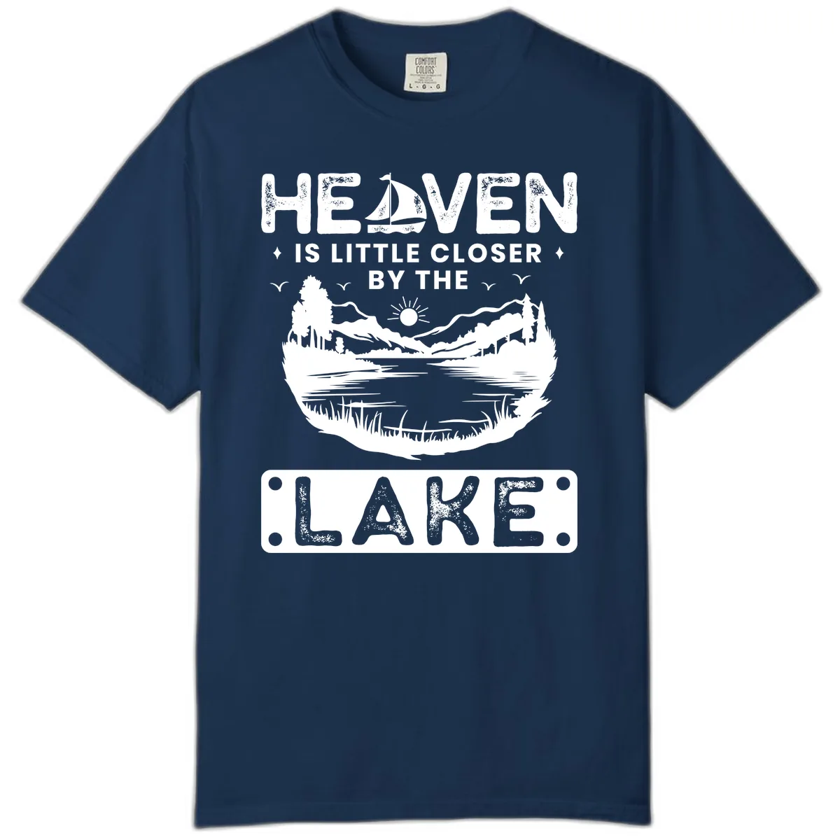 Heaven Is Little Closer By The Lake Comfort Color in Navy