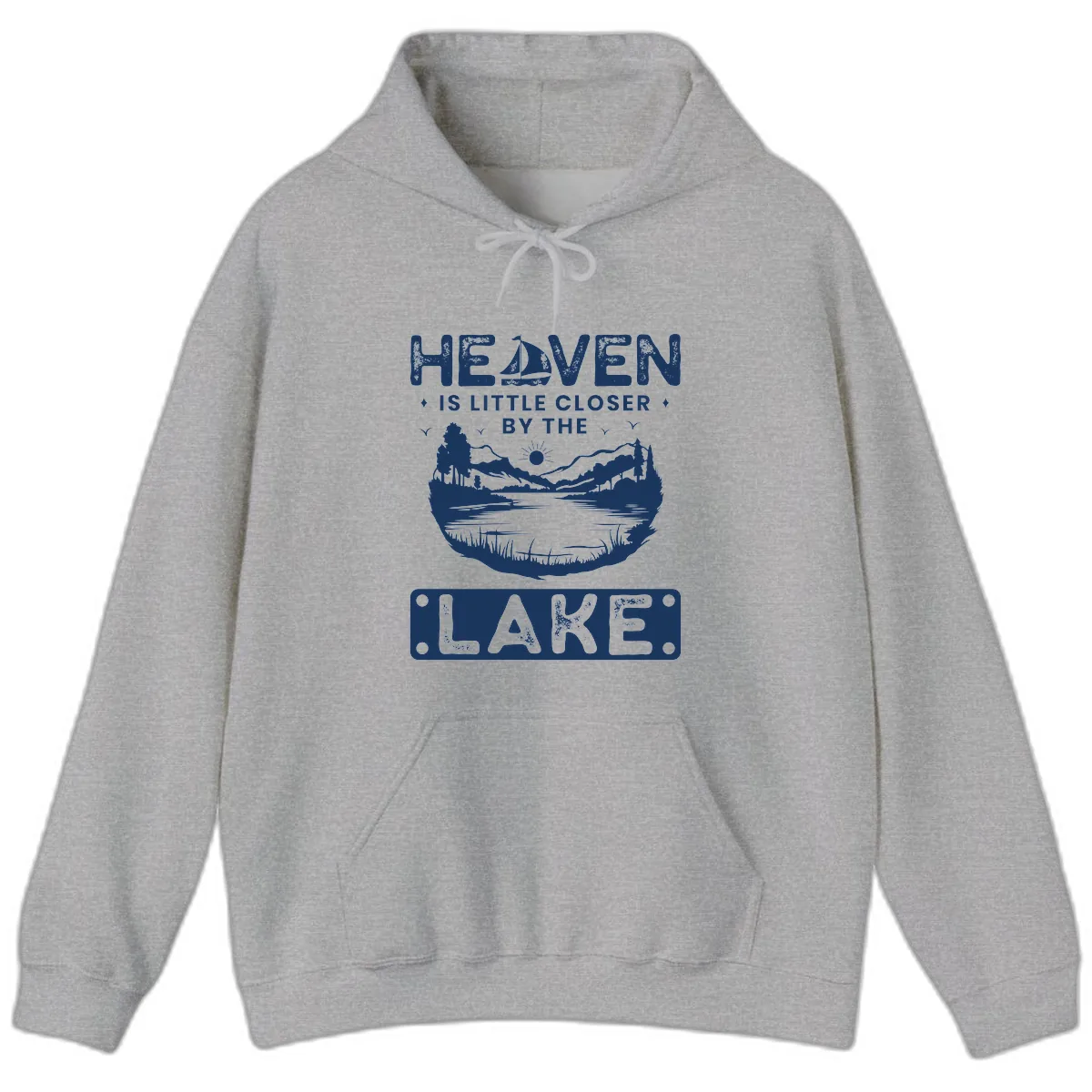 Heaven Is Little Closer By The Lake Hoodie in Sport Grey