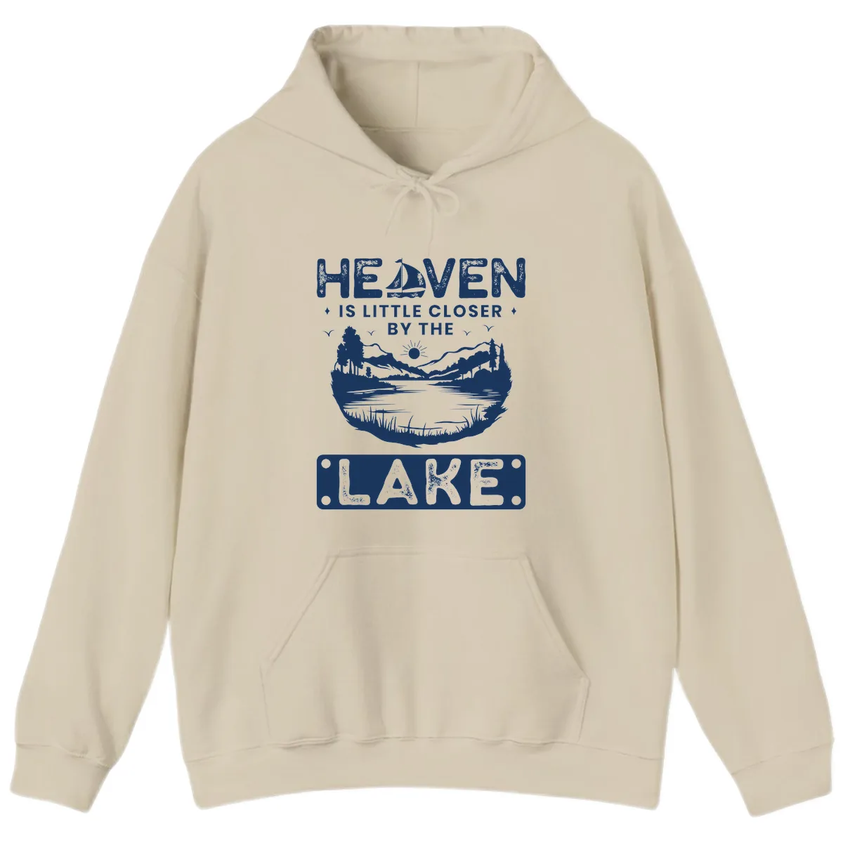 Heaven Is Little Closer By The Lake Hoodie in Sand