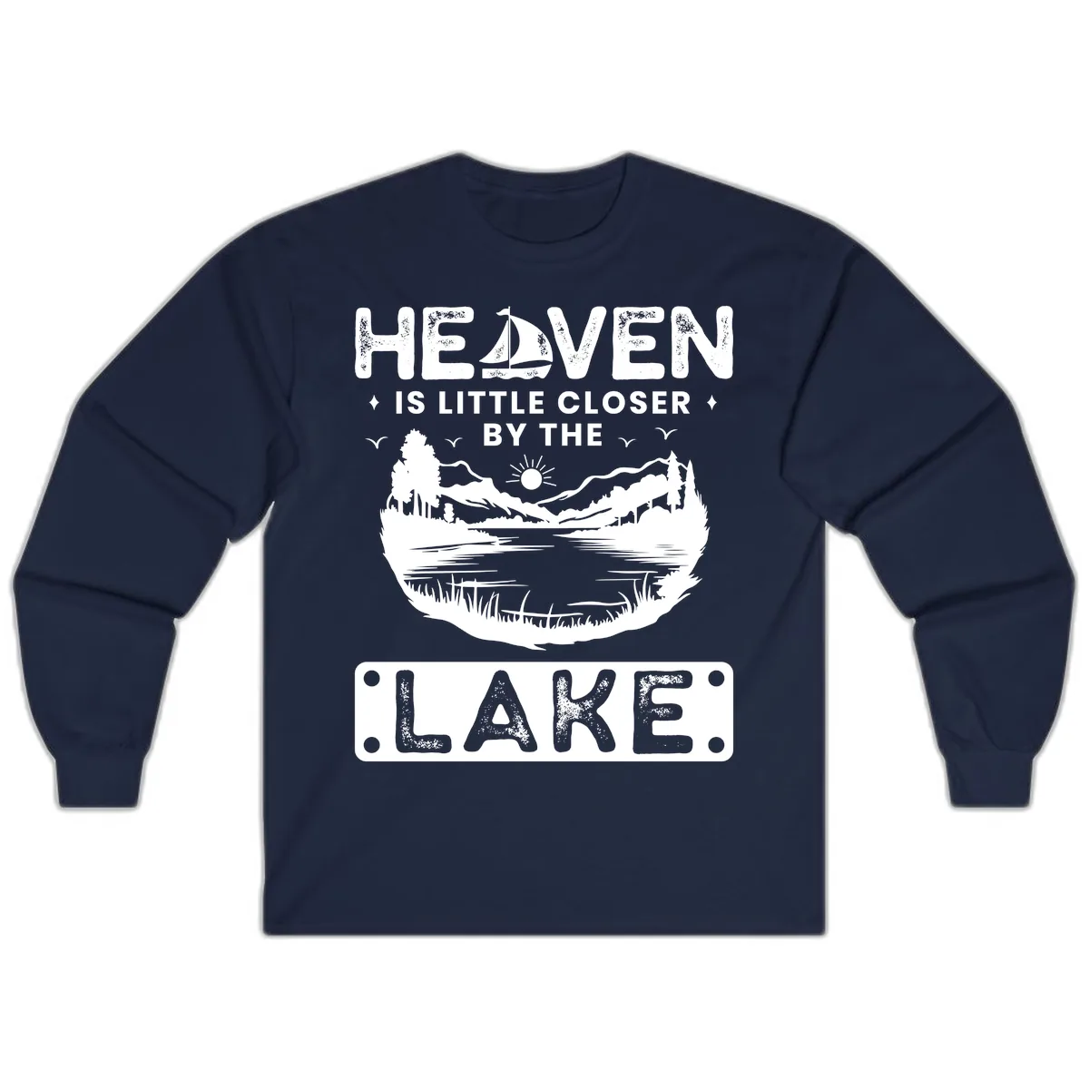 Heaven Is Little Closer By The Lake Long Sleeve in Navy