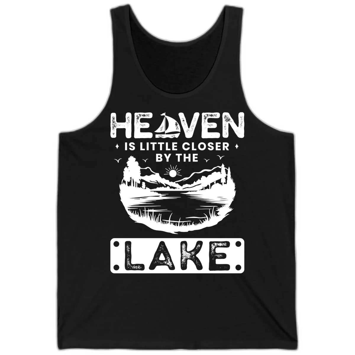 Heaven Is Little Closer By The Lake Tank in Black