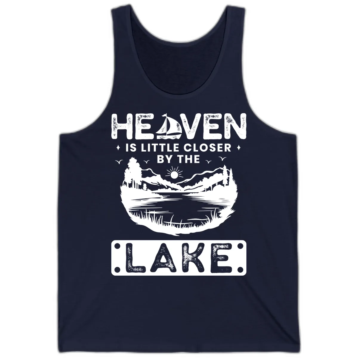Heaven Is Little Closer By The Lake Tank in Navy