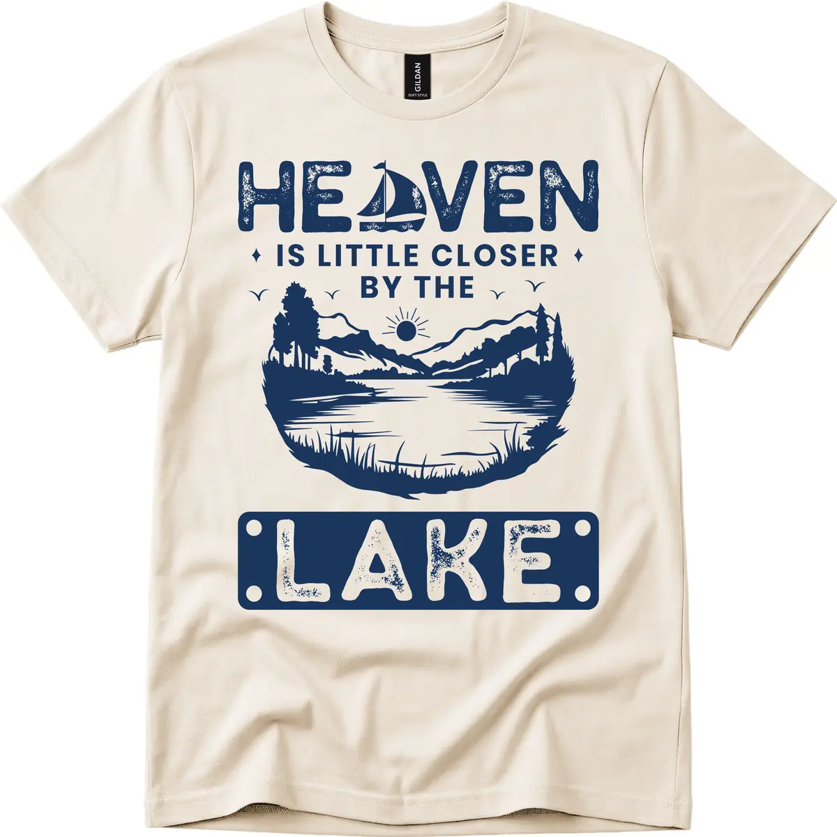 Heaven Is Little Closer By The Lake T-Shirt in Natural