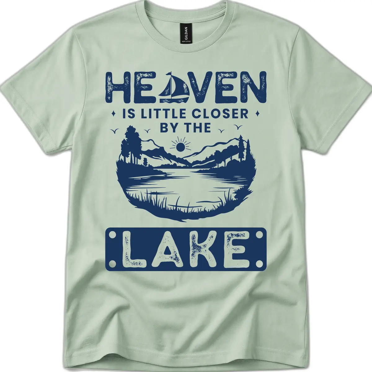 Heaven Is Little Closer By The Lake T-Shirt in Sage
