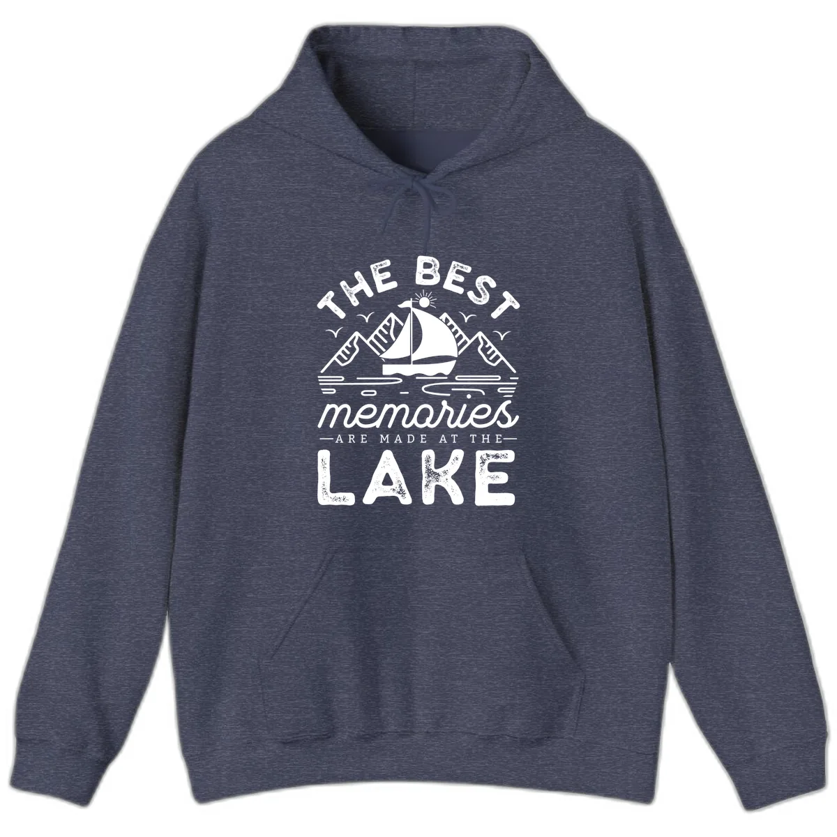 The Best Memories Are Made At The Lake Hoodie in Heather Sport Dark Navy